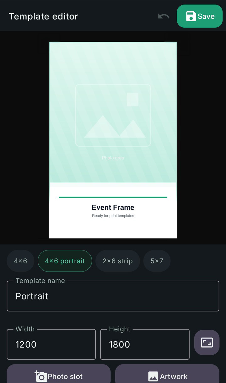 PoloPro template builder with an event frame